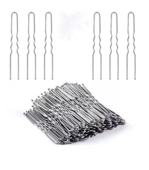 20PCs U Shaped Hair Pins 2.36 inches Bun Pins Silver Plated Hair Pins