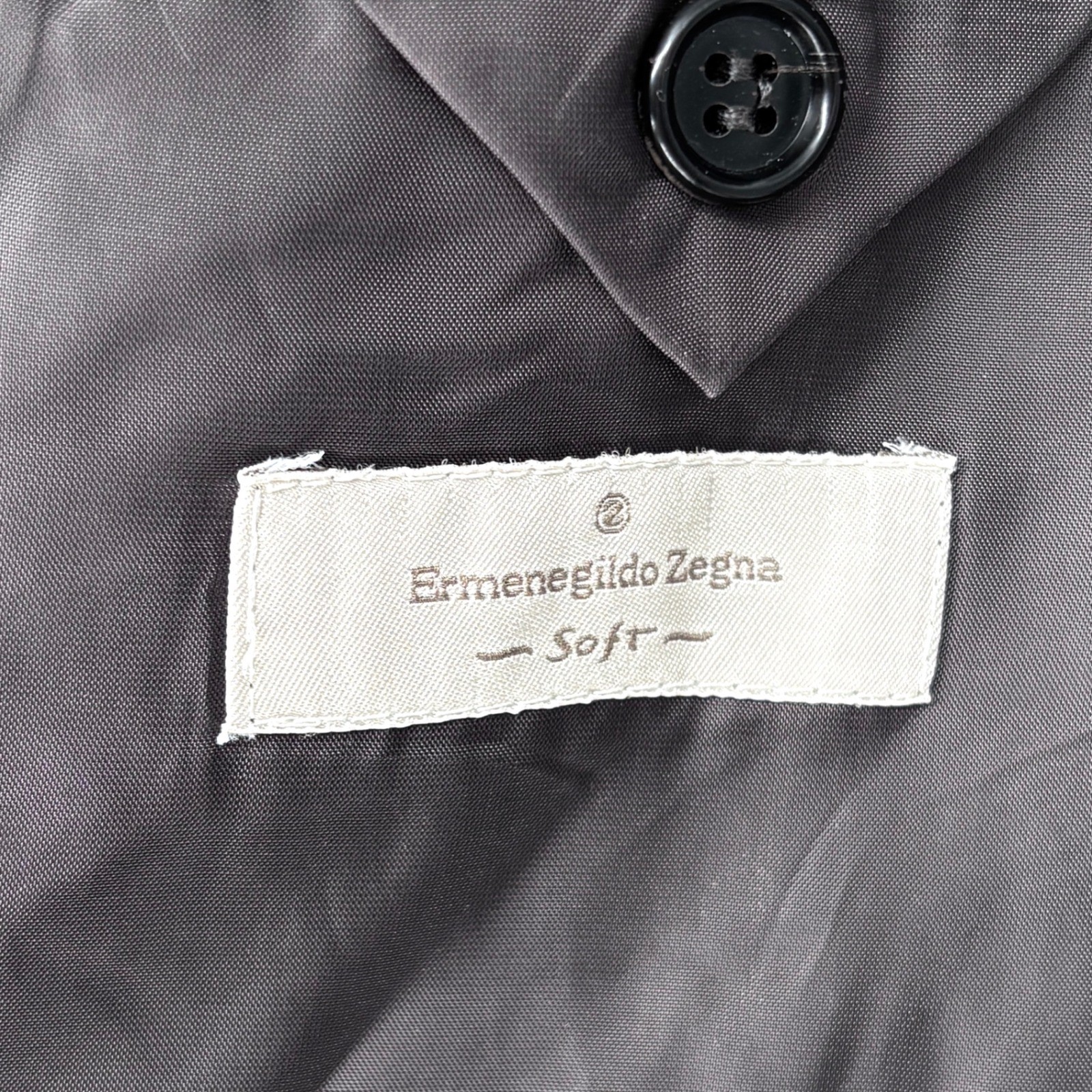 Ermenegildo Zegna Soft Wool Overcoat Charcoal Button Front Notched Collar IT 52