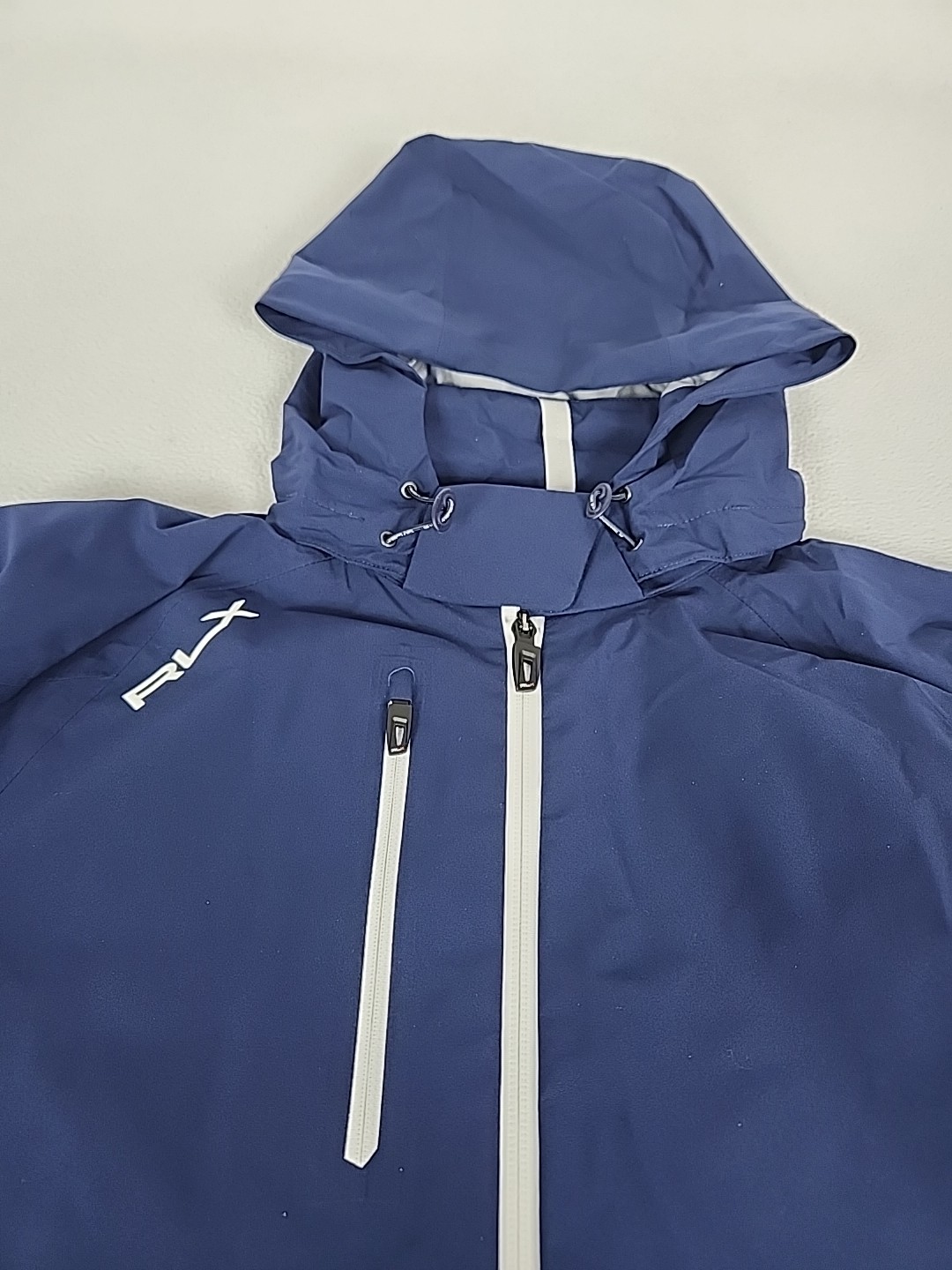 Ralph Lauren RLX Waterproof Hooded Golf Jacket Women’s M Navy Blue Raglan $398-