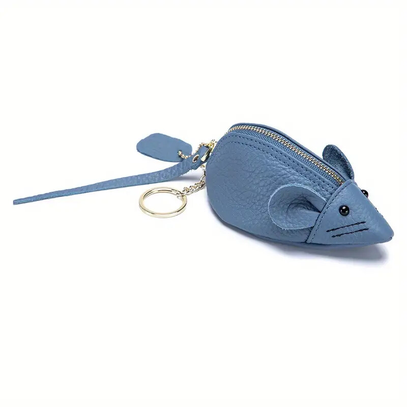 Genuine Leather *Adorable MOUSE POUCH-MAKEUP BAG-PURSE* Choose your color