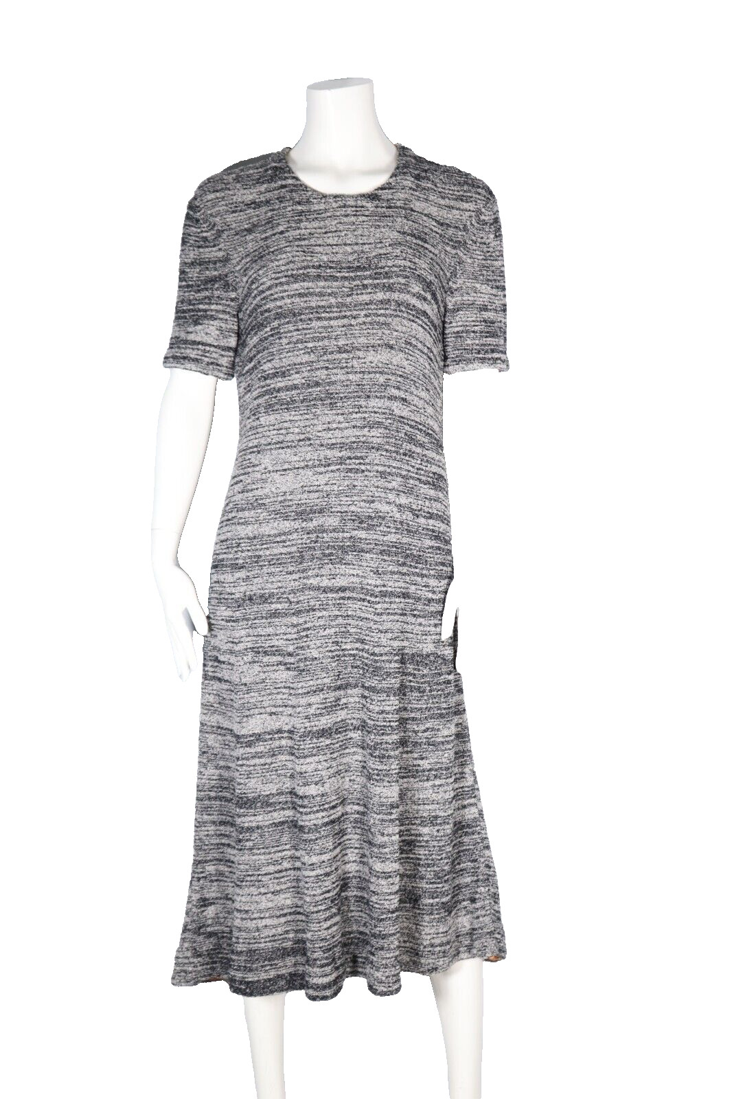 Paul Smith Women’s Large Gray Midi Dress Short Sleeve Cotton Stretch Knit Maxi