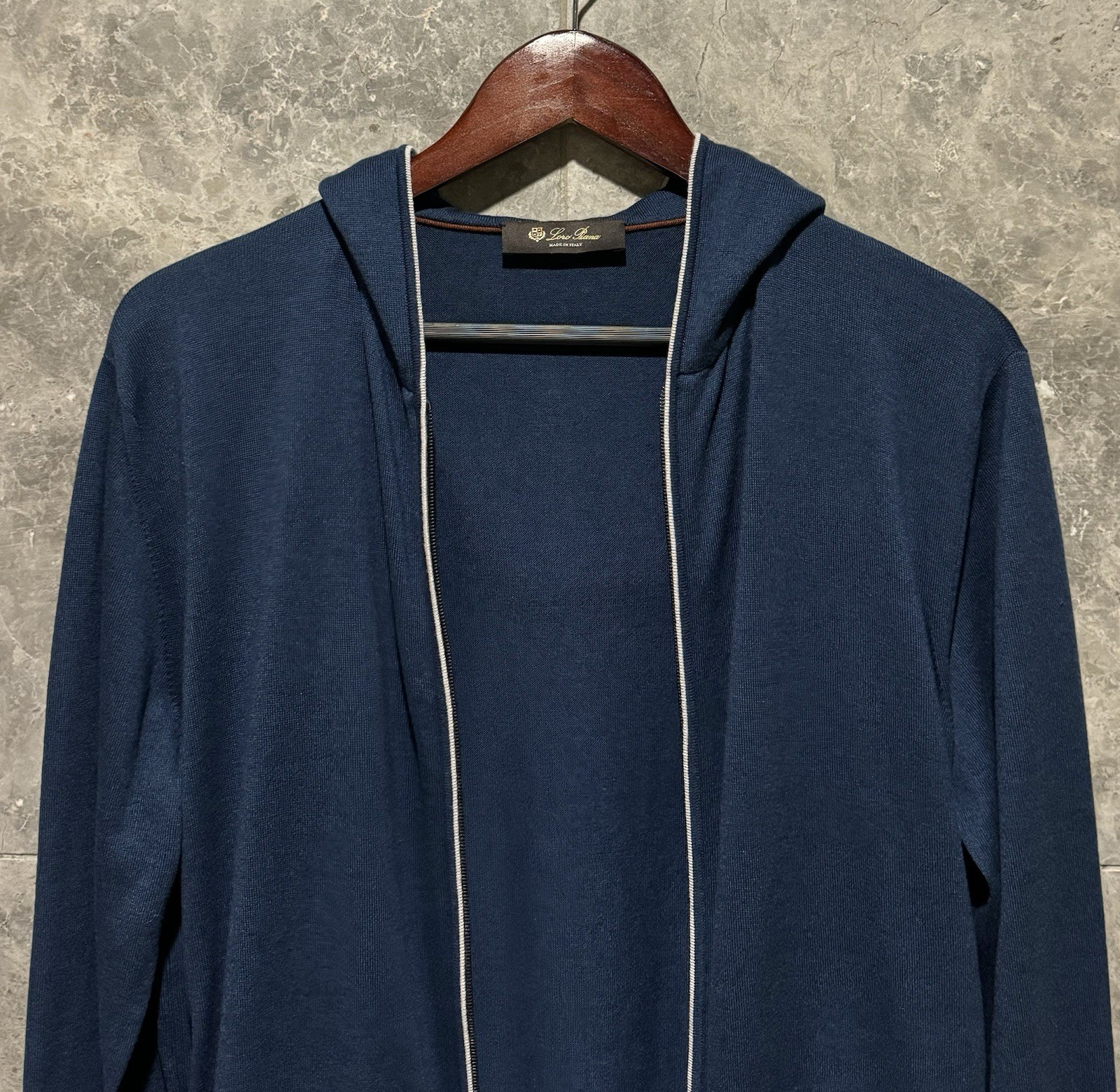LORO PIANA ‘Hood Leasure Bomber’ Cashmere Cotton Hoodie Jacket Large $2680+ NEW