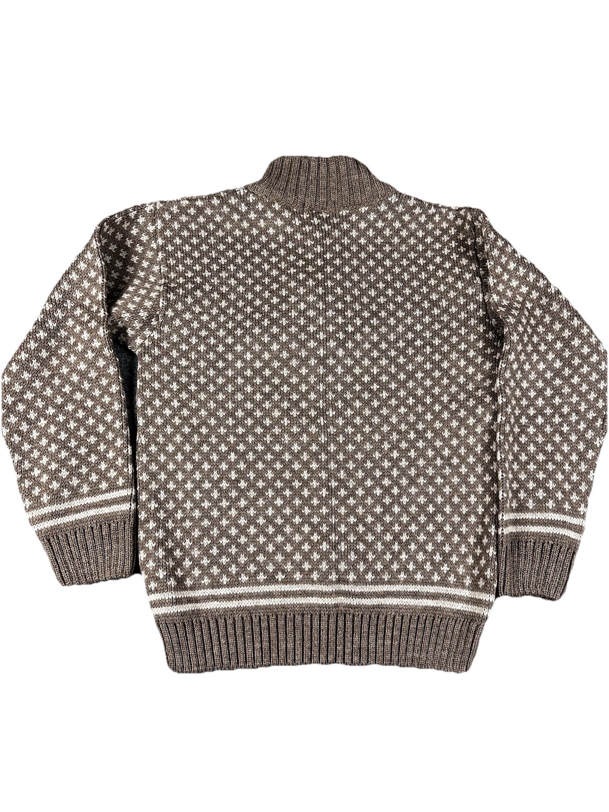 Peregrine Sweater Mens L Wool Cable Knit Fisherman British Pullover Geometric