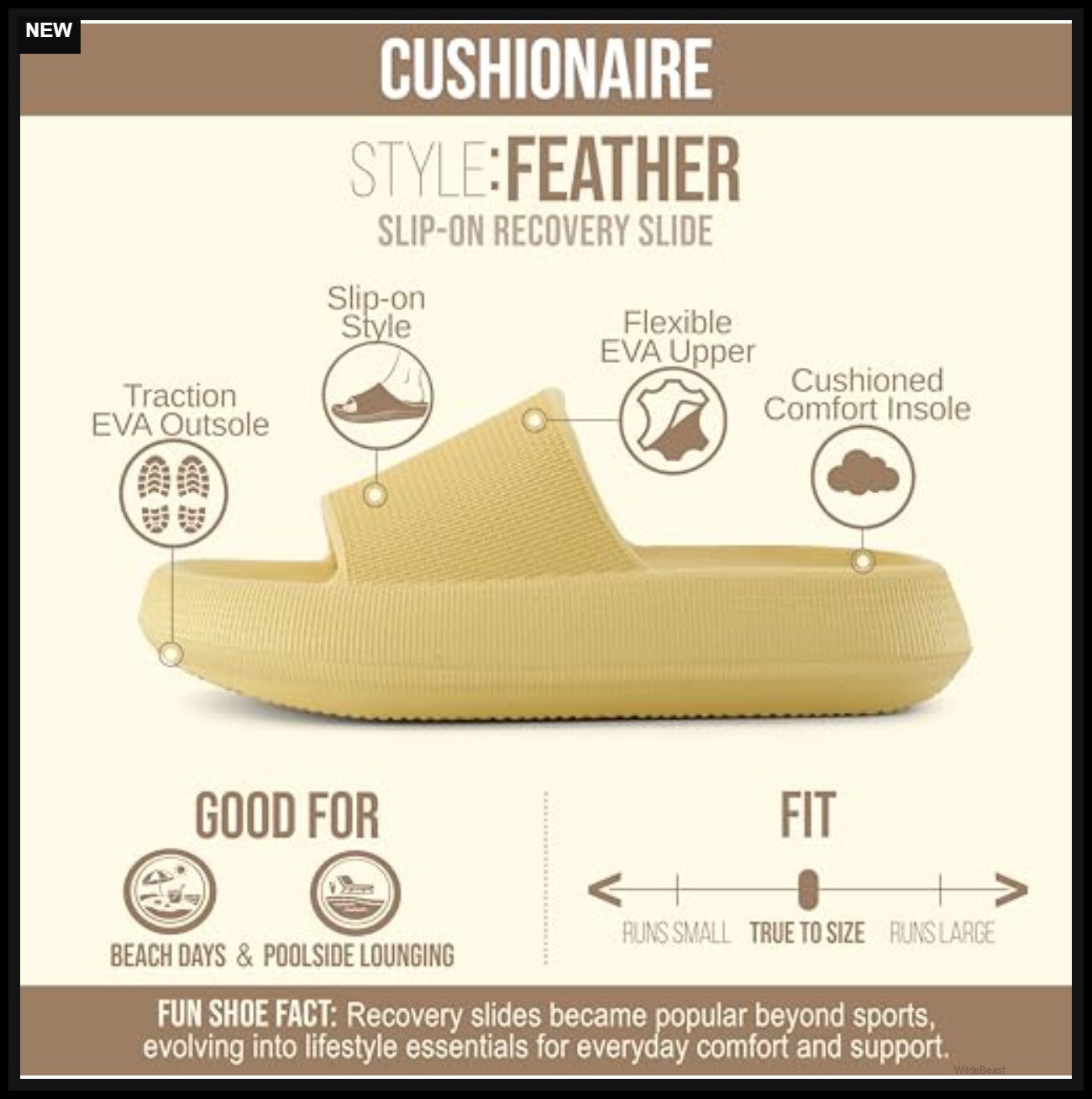 Women’s Slide Sandals EVA Foam Cushioned Lightweight Shower Shoes Beach