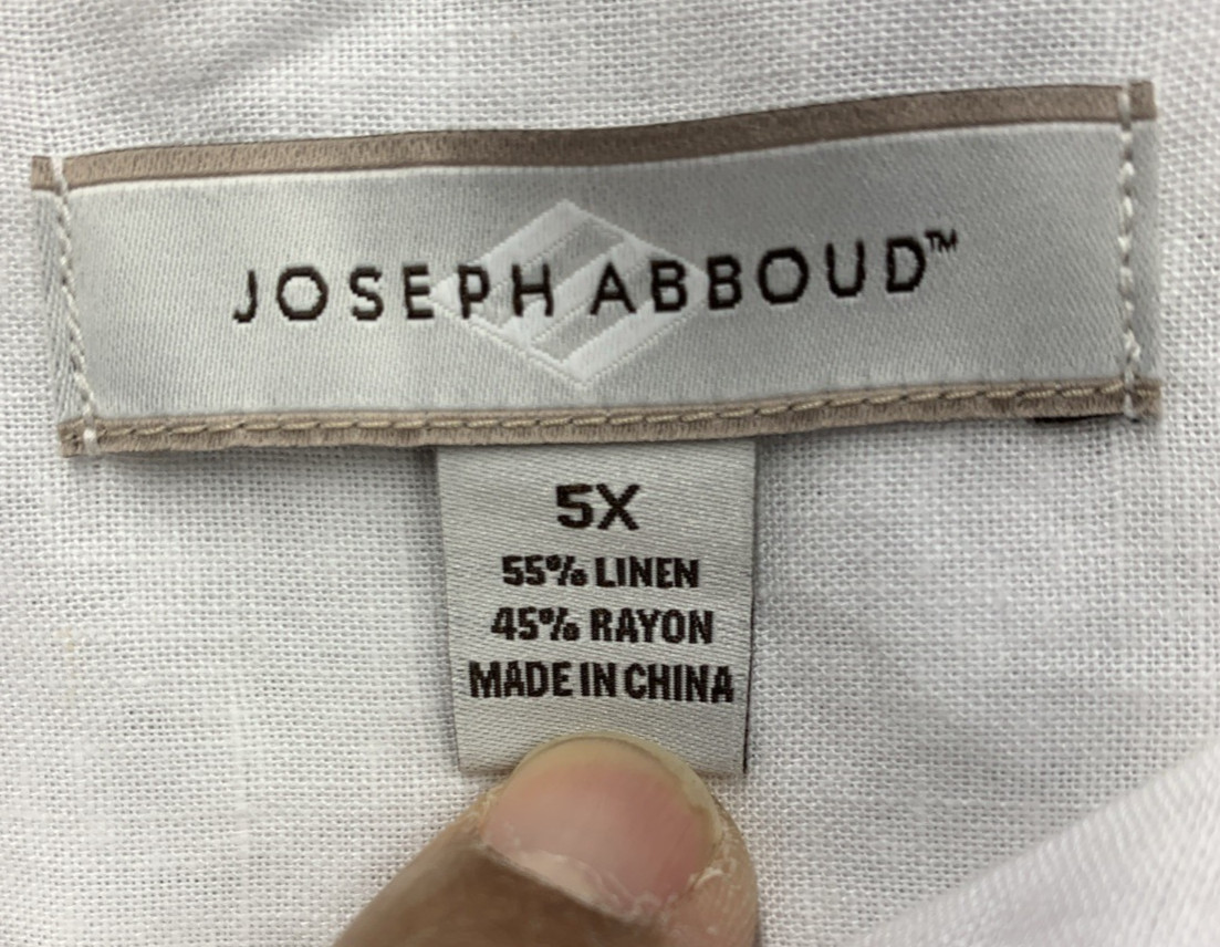 Joseph Abboud Men Button Up Shirt Linen Rayon Blend Short Sleeve All White Party