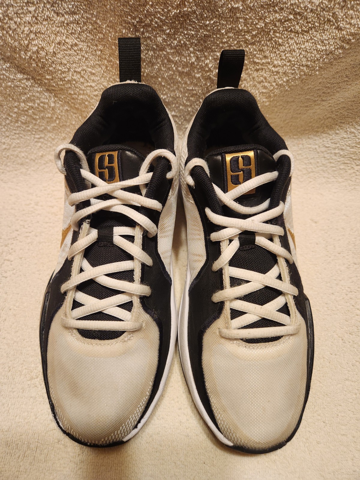 Basketball Shoes Size 4 Black White And Gold With Slides Included