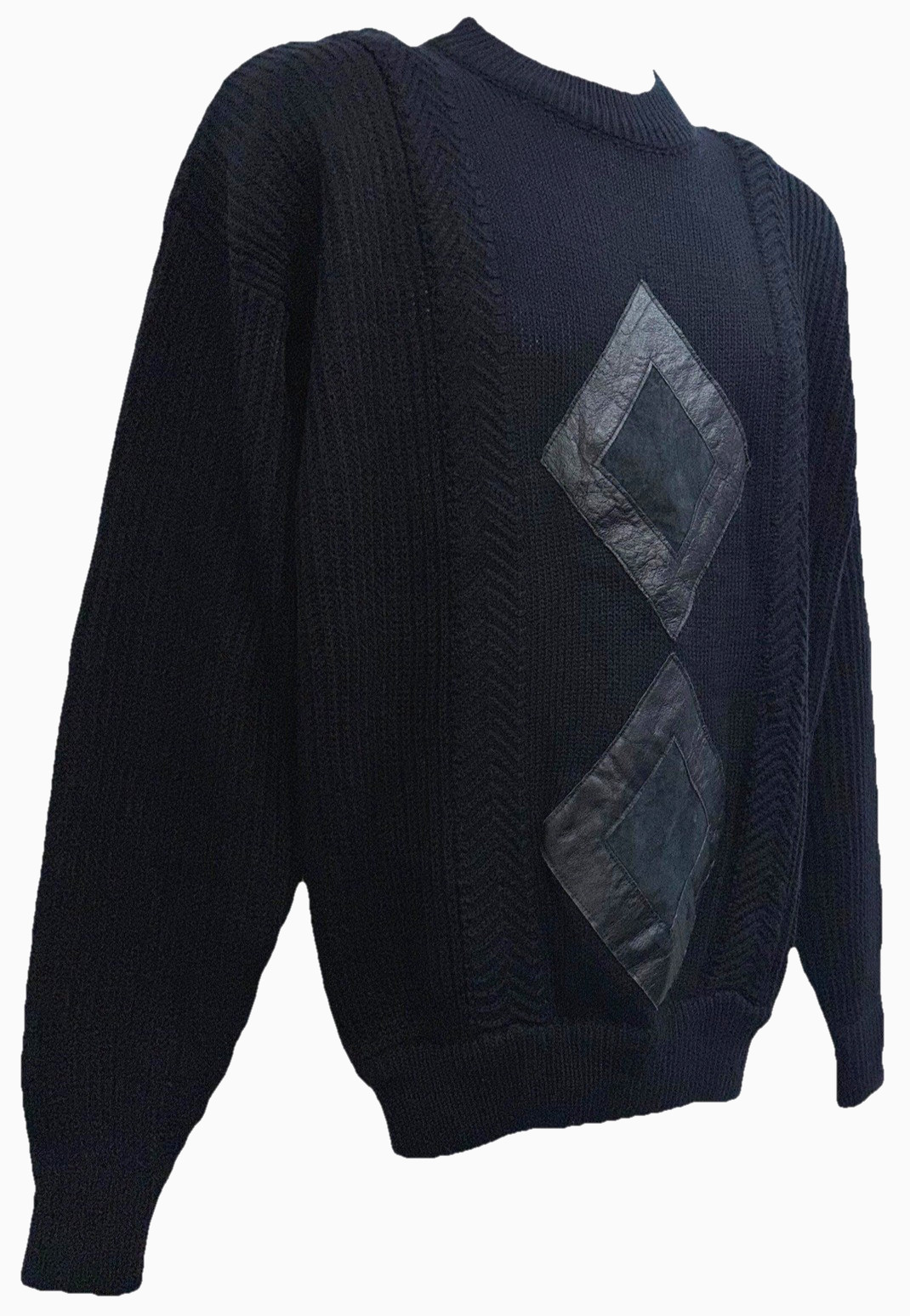 VTG Limited Editions by Expressions Men Size L Leather Appliqué Pullover Sweater