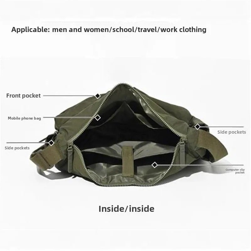UNIQLO Casual Multi-pocket Messenger Bag Women Fashion Nylon Shoulder Bag Travel