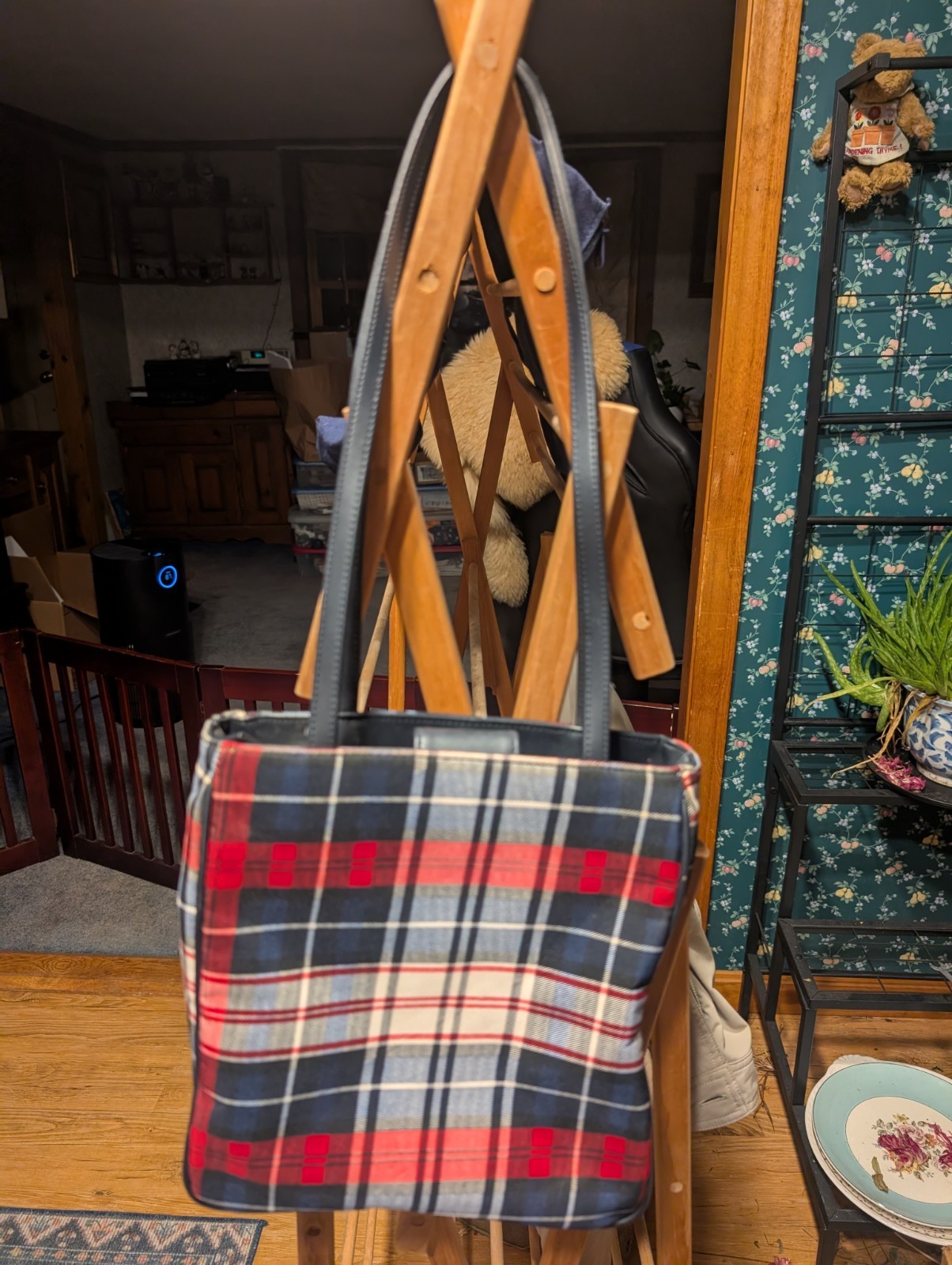 St. John’s Bay Plaid Multicolor Tote Bag Zip & Magnetic Snap, Lined Pockets