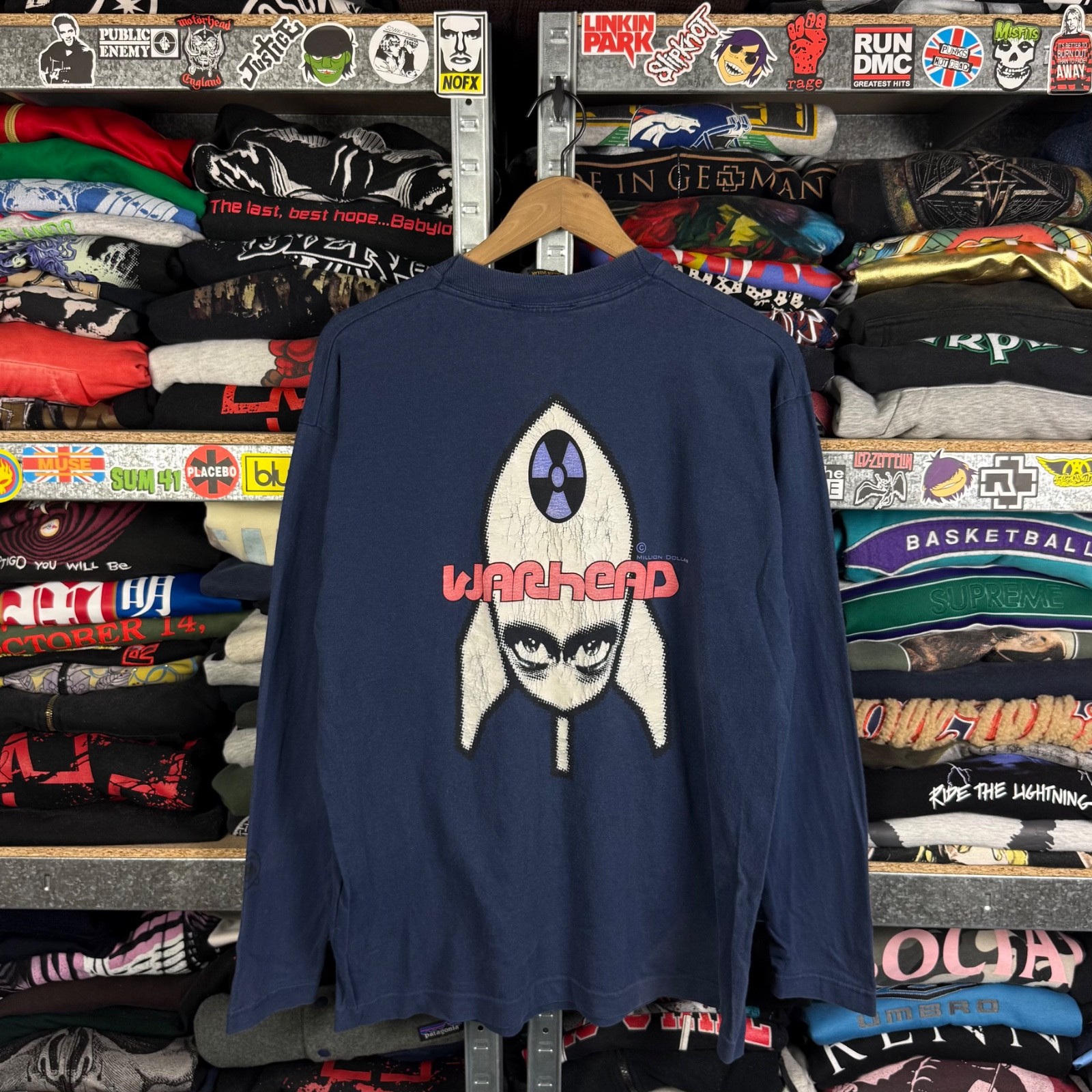 VINTAGE 90s MDC MILLION DOLLAR CLOTHING WARHEAD LONG SLEEVE T SHIRT MENS SIZE L