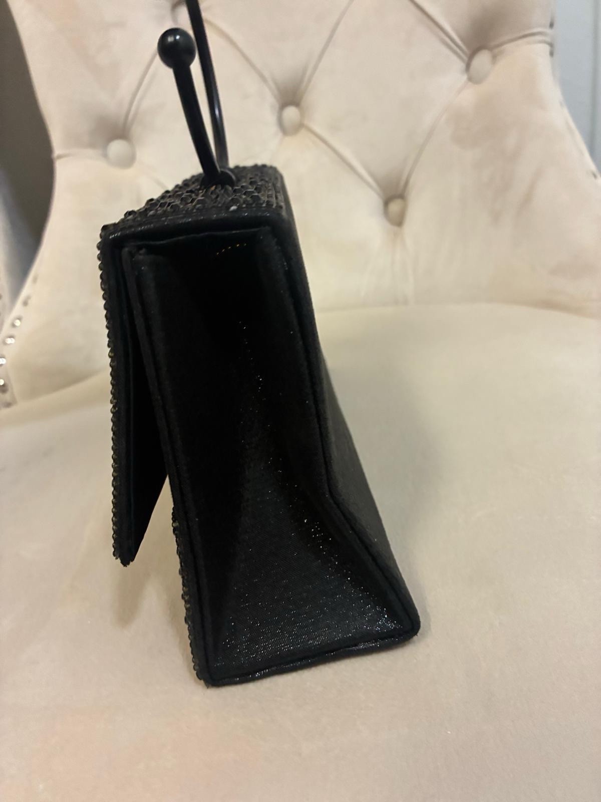 Women’s Black Rhinestone Evening Clutch Ring Top Handle Chain Strap Magnetic