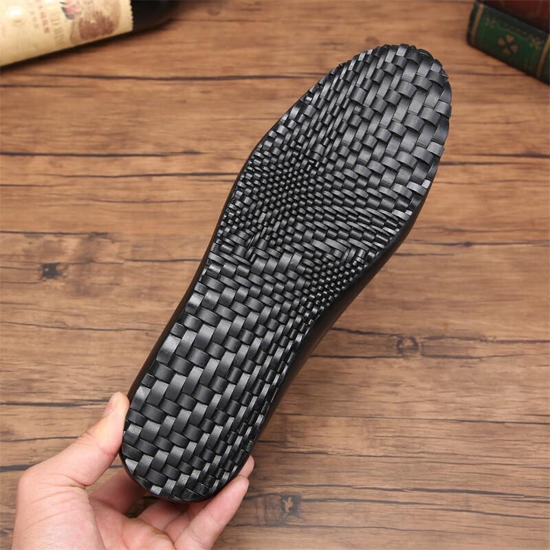 Men’s Leather Woven Slippers Flats Closed Toe Mules Handmade Casual Club Sandals