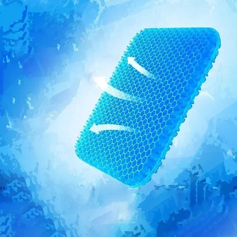 Gel Seat Cushion for Long Sitting, Ergonomic Cooling Pad, Non-Slip Cover- XLarge