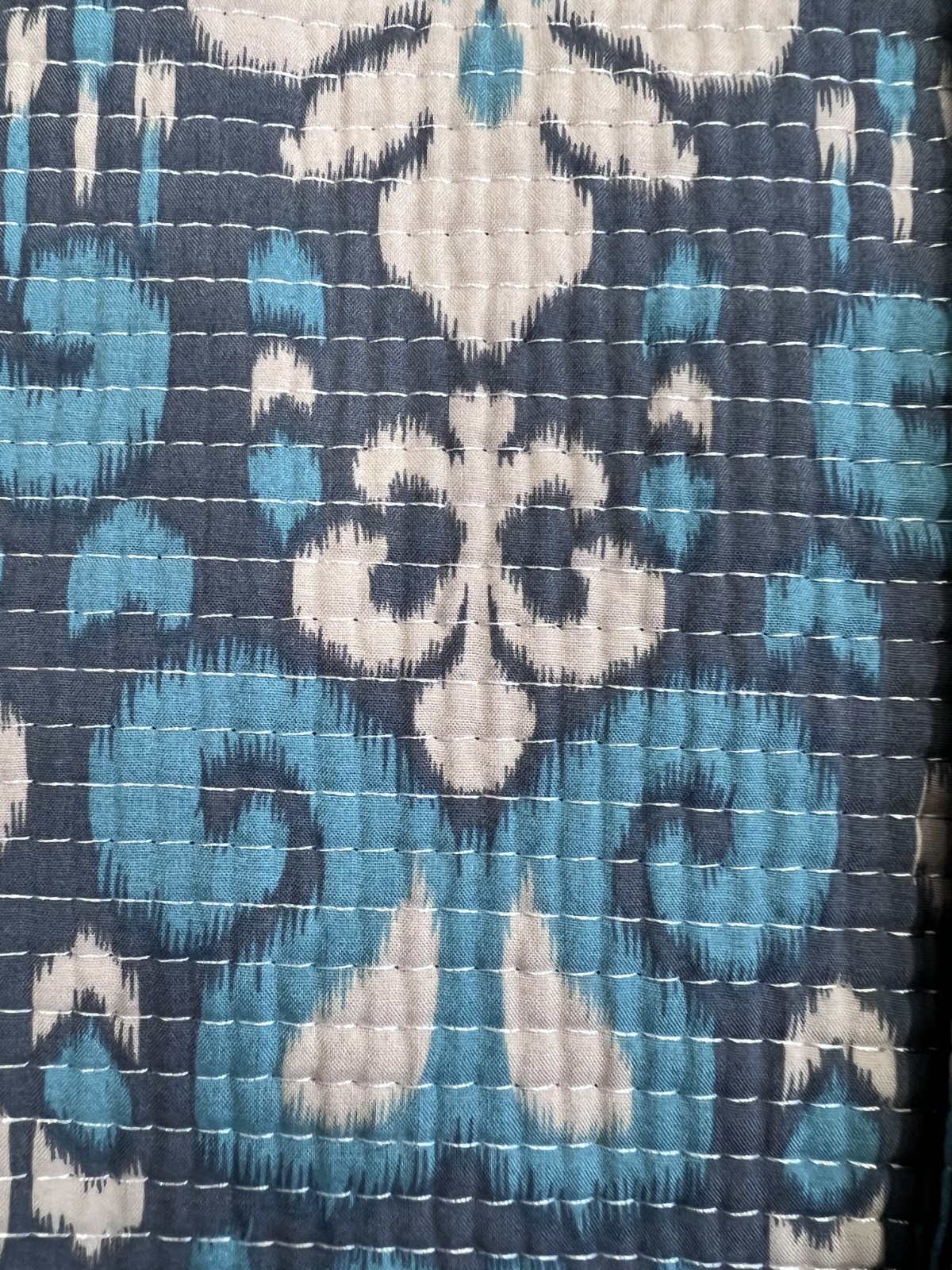 Handmade Reversible Women’s Boho Open Front Cardigan Blue Tribal Print Pockets