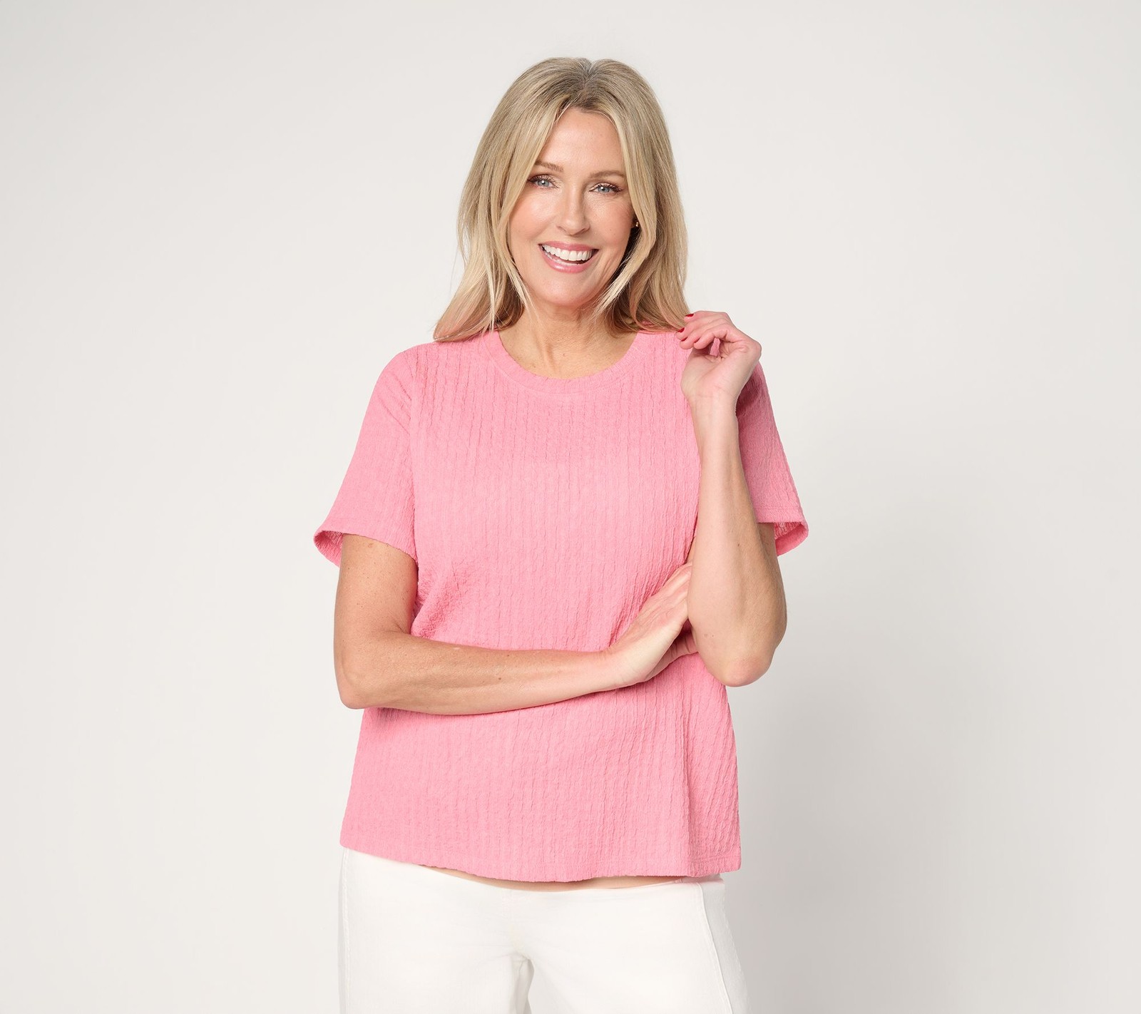 LOGO by Lori Goldstein LOGO Layers by Lori Goldstein Textured Short Sleeve Top C