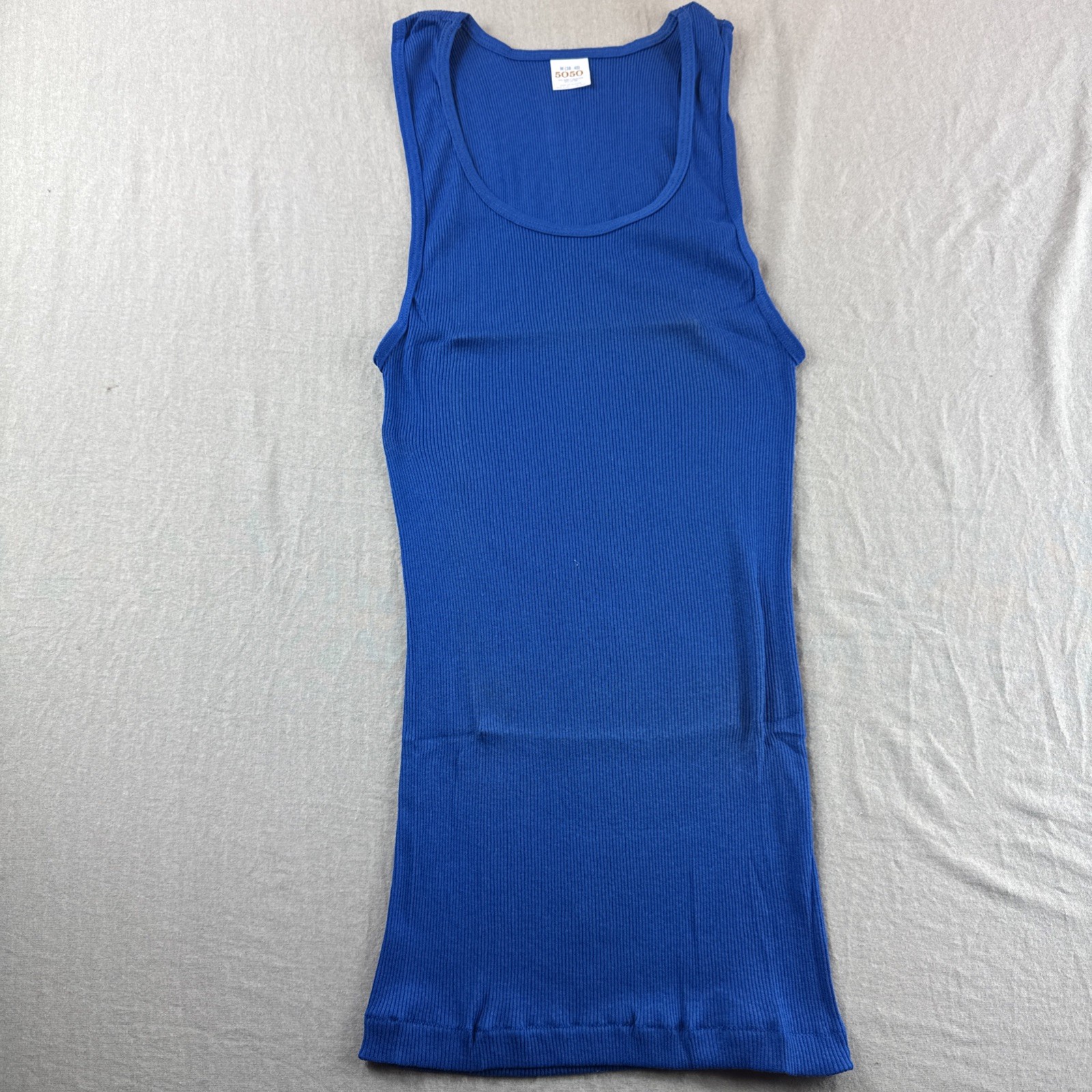 Vintage 5050 Tank Top Mens M Blue Made in USA 90s Sleeveless Shirt Base Layer