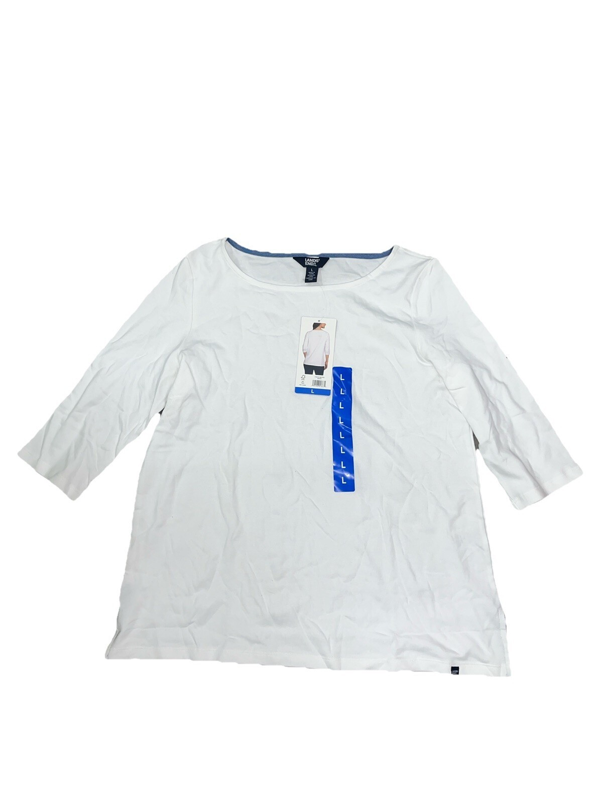 Lands’ End 3/4 Sleeve Boat Neck Pima Cotton Tee