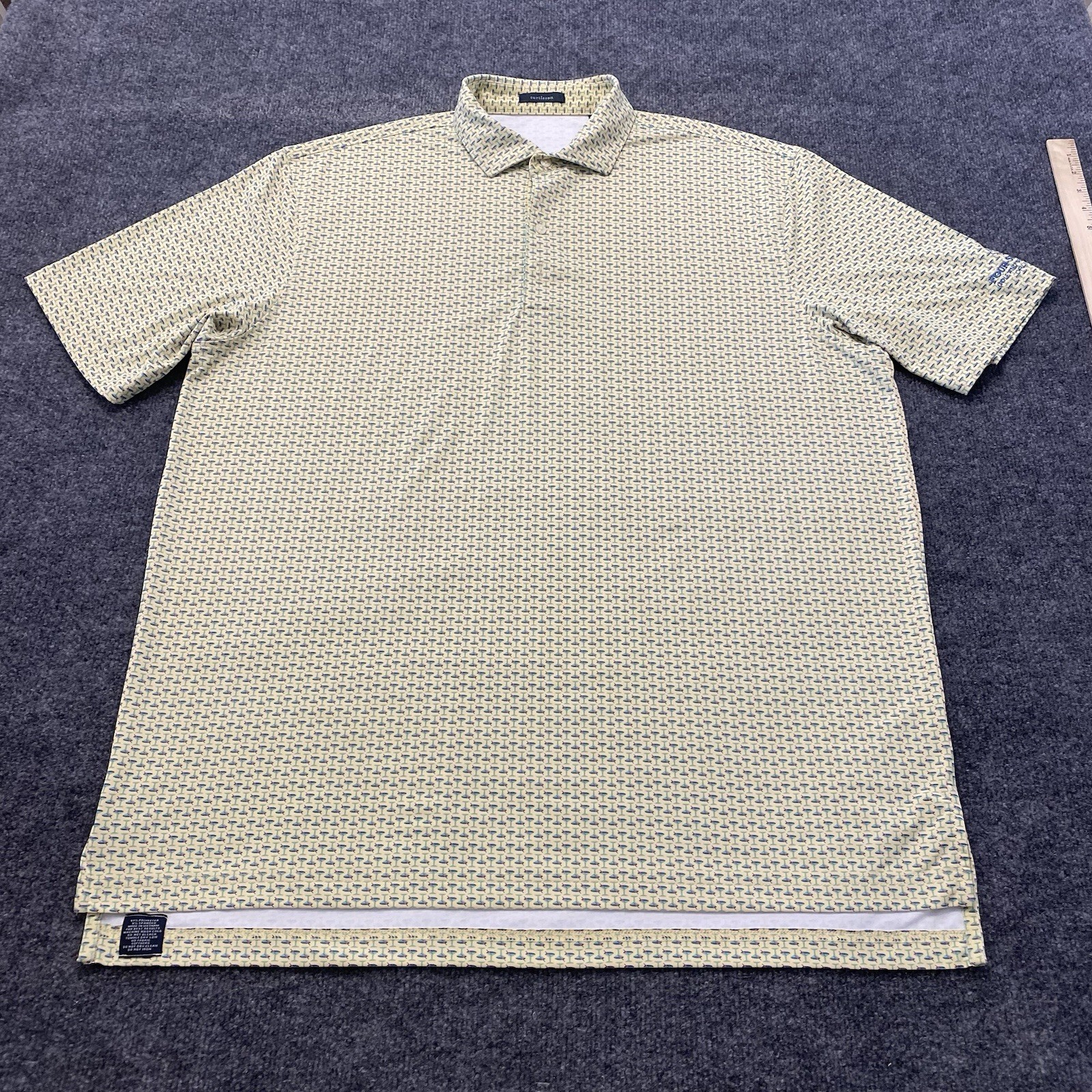 Turtleson Martini Glass Print Golf Polo Shirt Mens XL Stretch Peformance Fabric