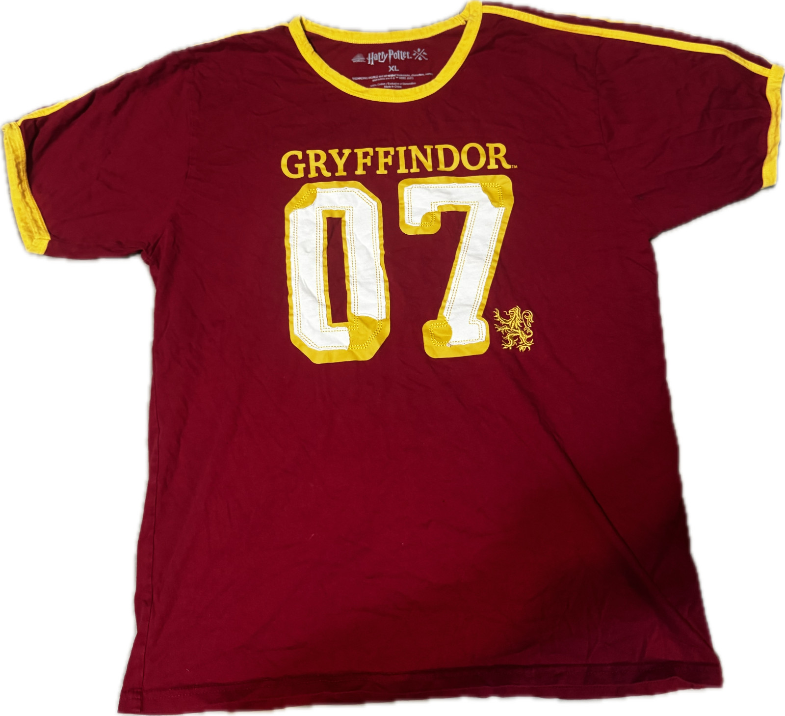 Stitched Harry Potter Gryffindor Quidditch Jersey – Yellow and Maroon – Adult XL