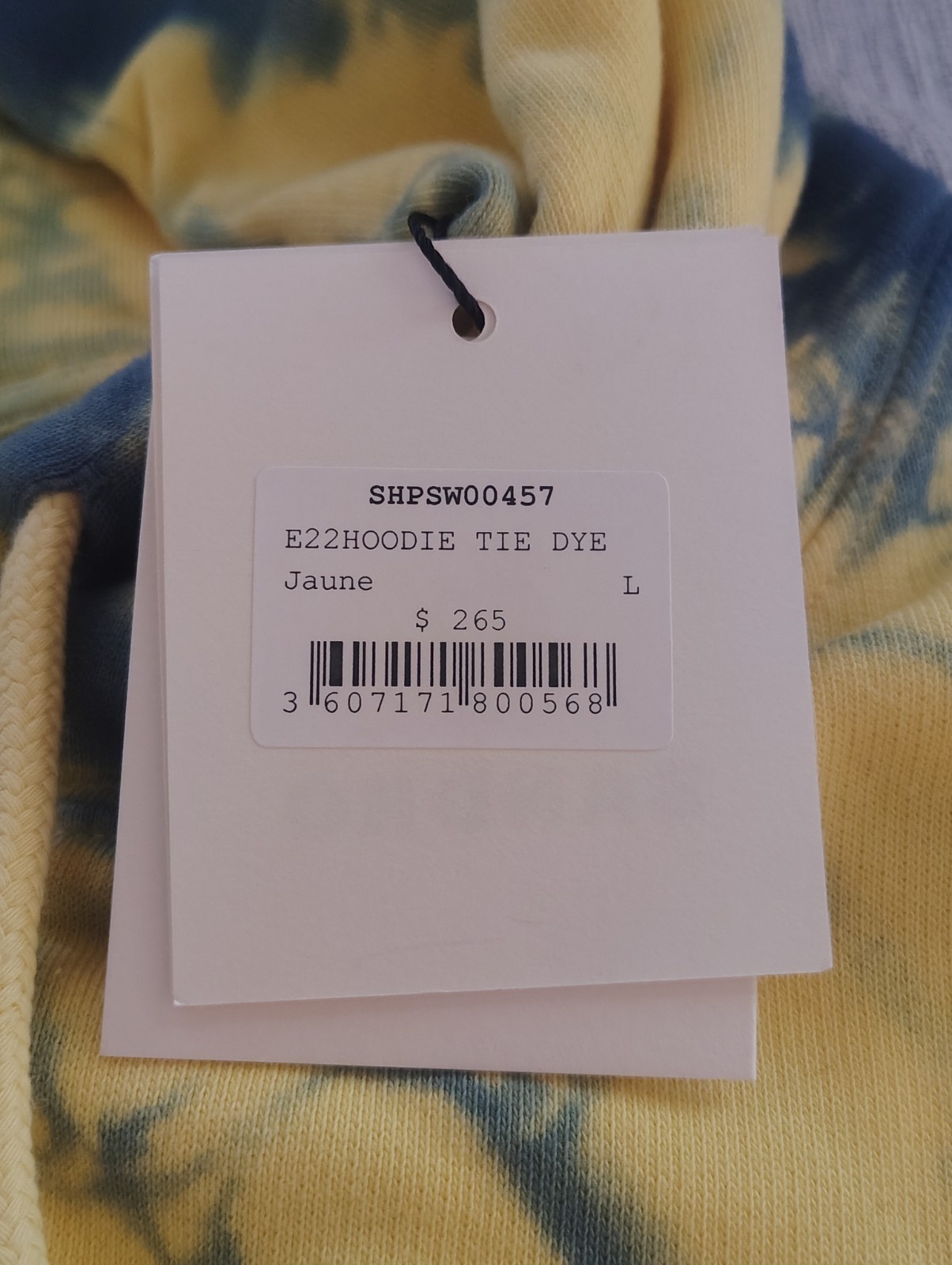 Sandro Paris Tie Dye Hoodie Yellow Blue Designer Pullover Sweatshirt L NWT