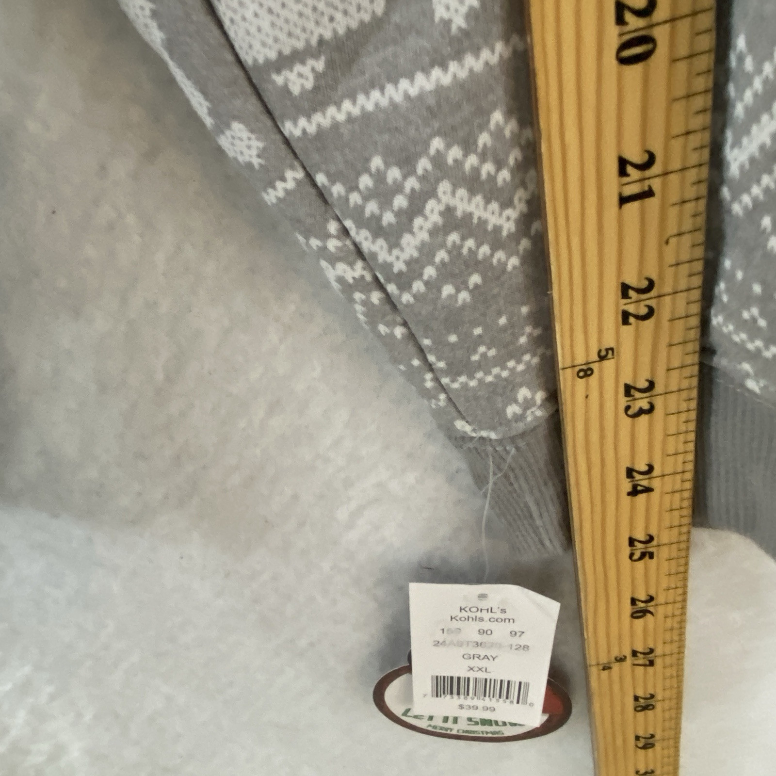 ADTN Fleece Hoodie Christmas Men’s XXL Gray Full Zip Sherpa Lined Pockets