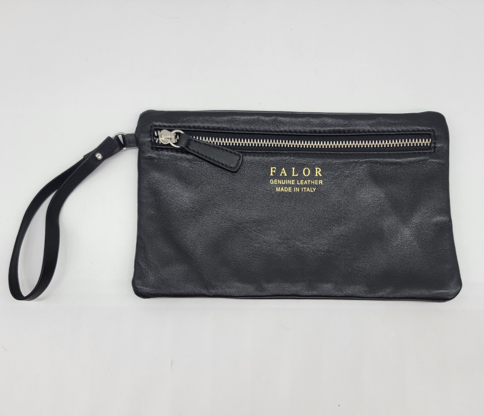 NWOT Falor Wristlet Genuine Italian Leather Bag Super Soft Black Leather