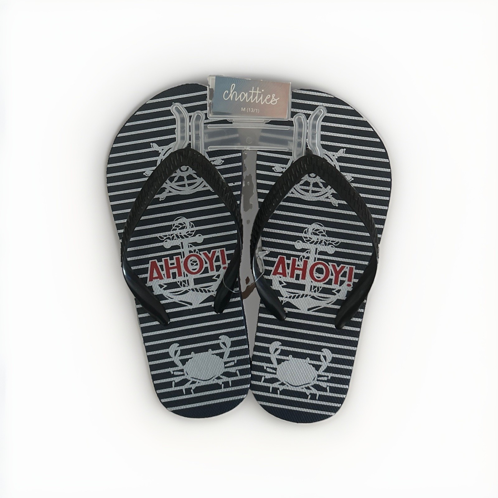 Chatties Little Boys Blue Ahoy Nautical Flip Flop Sandals