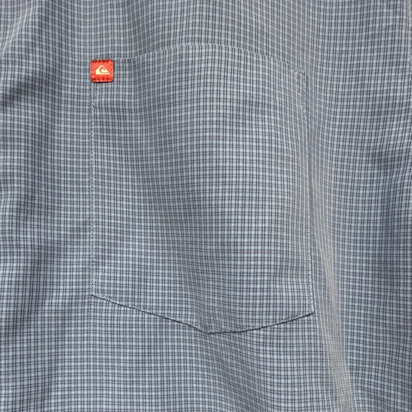 Quiksilver Waterman Men’s 2XL Blue Check Woven Button-Up Shirt SS Pockets