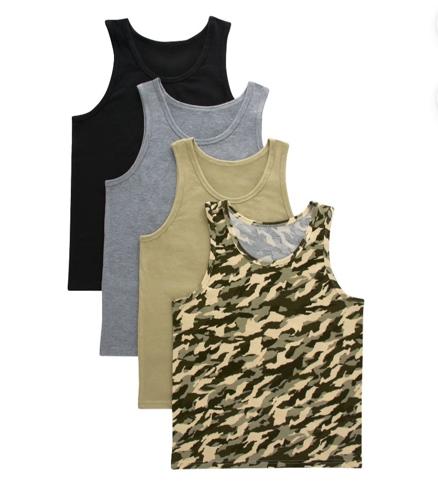 Hanes Originals Boys Stretch Tanks, Assorted 4pk, Buy Two And Save 20%!