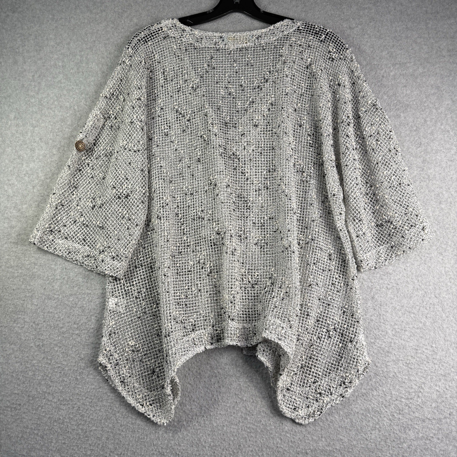 Anthonys Open Weave Sheer Swim Cover Women’s M Button Up Mesh Lagenlook Coastal