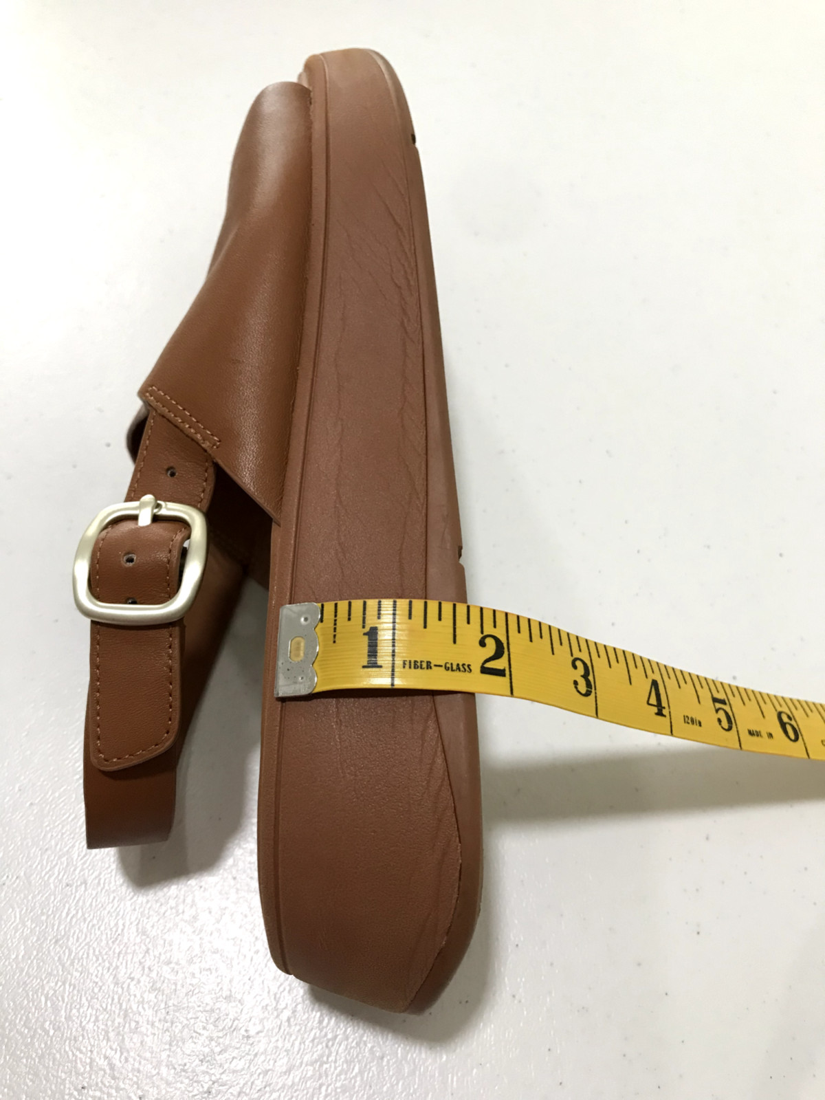 Fitflop F-Mode Tan Leather Platform Back Strap Sandals Women’s Size 10
