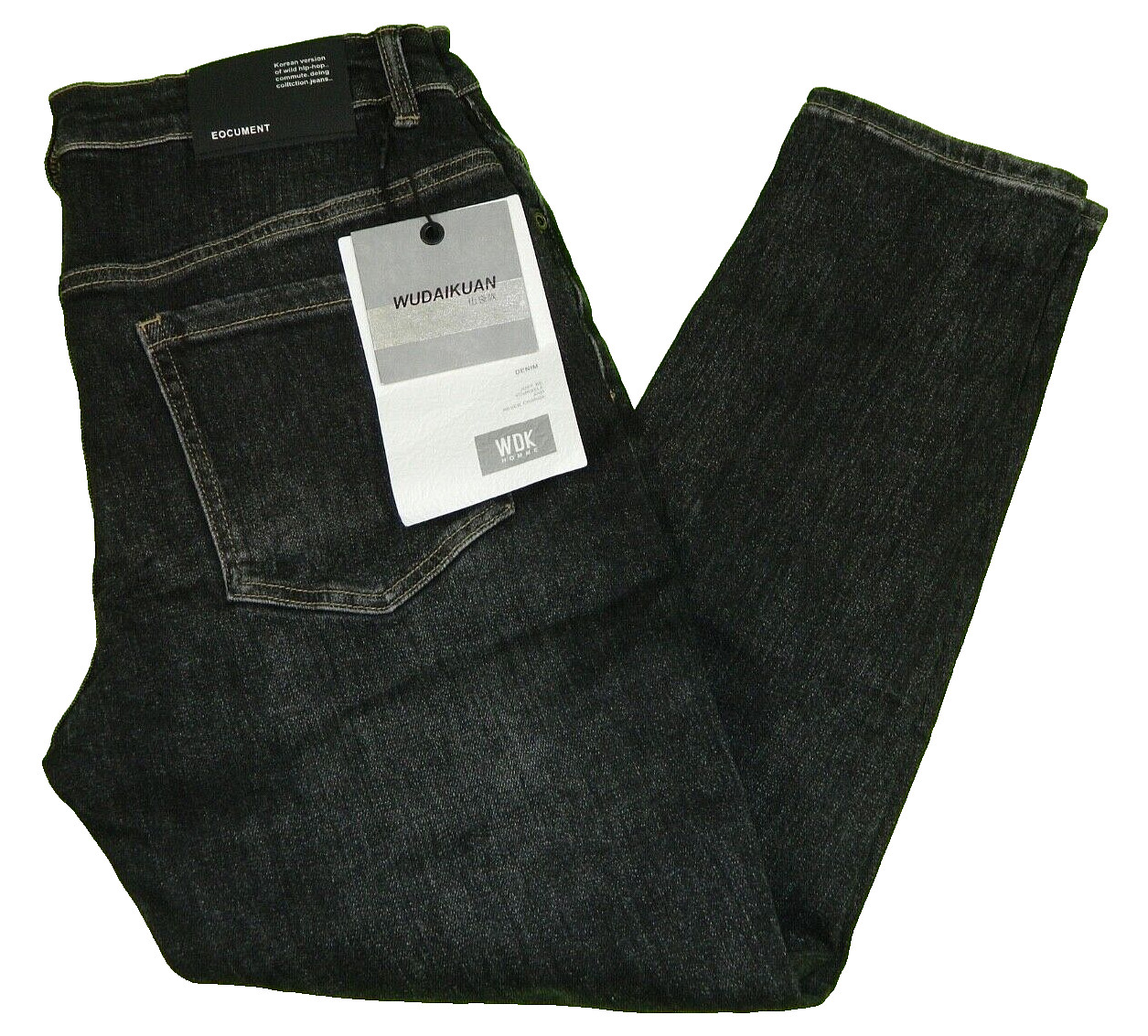 Unisex Black Jeans YJ Start Eocument Tapered Hip Hop Tag 33 measured Size 30×26