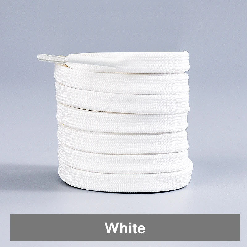 1Pair Classic Shoelaces Flat Black White Shoe Lace Double Fabric Non-slip Polyes