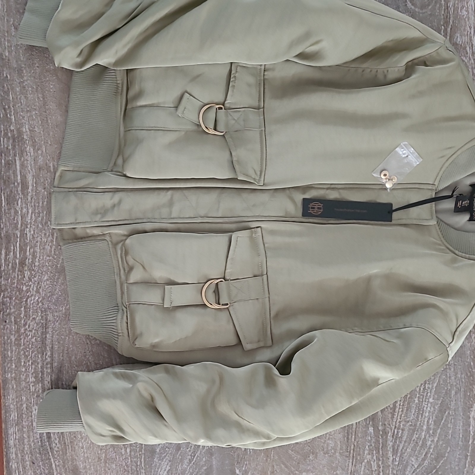 House of Harlow 1960 Women’s Green Bomber Jacket Size S Full Zip Pockets