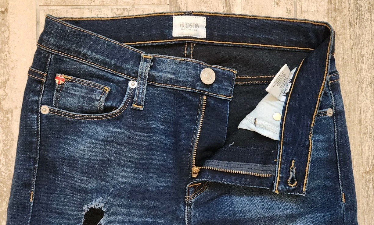 Hudson Womens Jean Nico Midrise Super Skinny Sz 26 Distressed Dark Wash