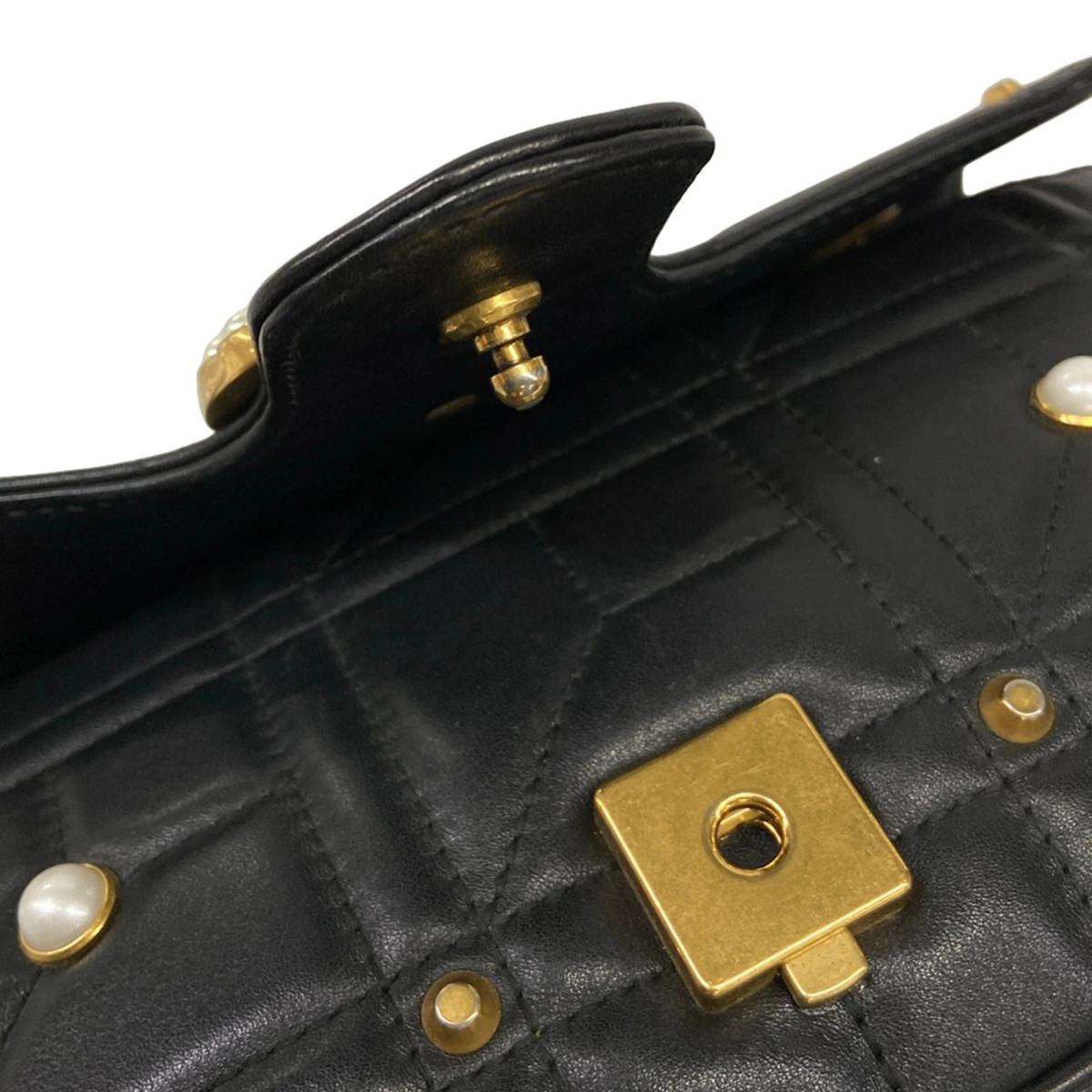 GUCCI GG Marmont Quilting Small Shoulder Bag 443497 Black Leather Shoulder Bag