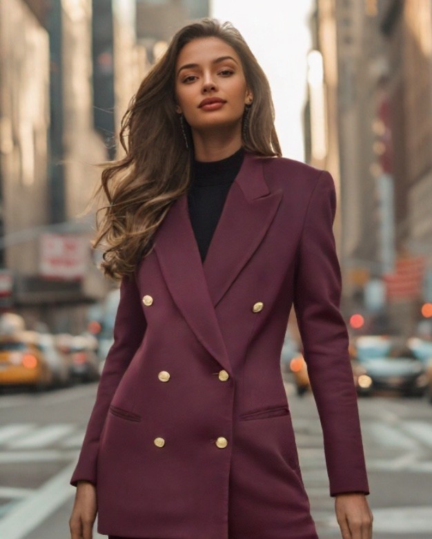 90s Liz Claiborne Wool Cashmere Blazer Jacket Size 10 Wine Double Breasted EUC
