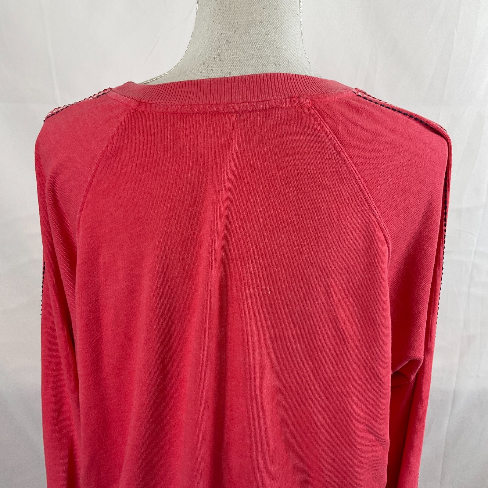 Sundry Sweatshirt Style Top 3 Salmon Pink Embroidered Stripes Long Sleeve US L