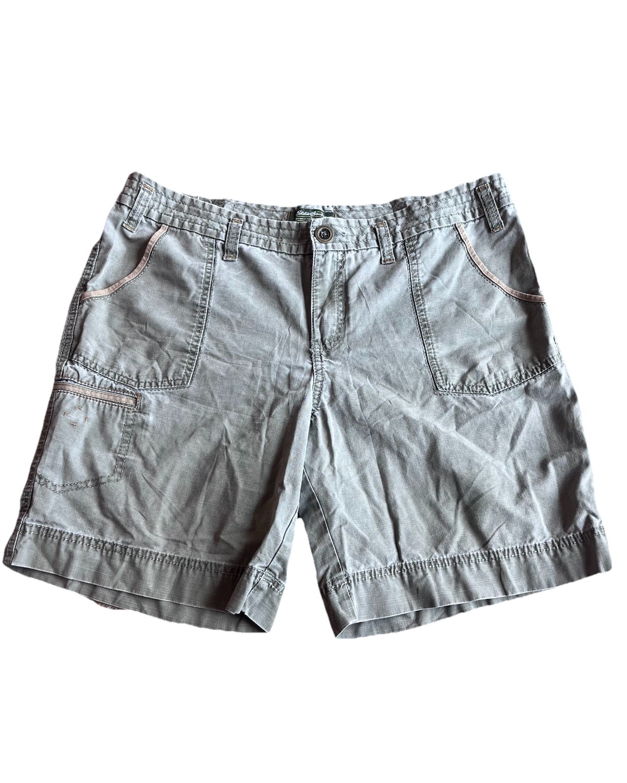 Eddie Bauer Women’s Petite 12 Green Cargo Shorts Cotton Twill 7″ Inseam