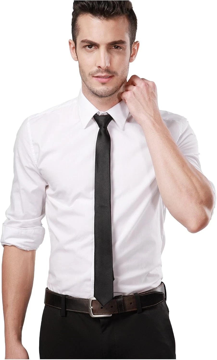 Black Tie Men Women Solid Skinny Ties Slim Ties Satin Tie