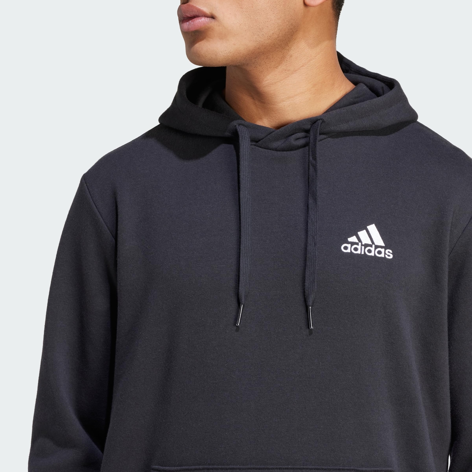 adidas Men’s Essentials Fleece Hoodie, Black/White, X-Large