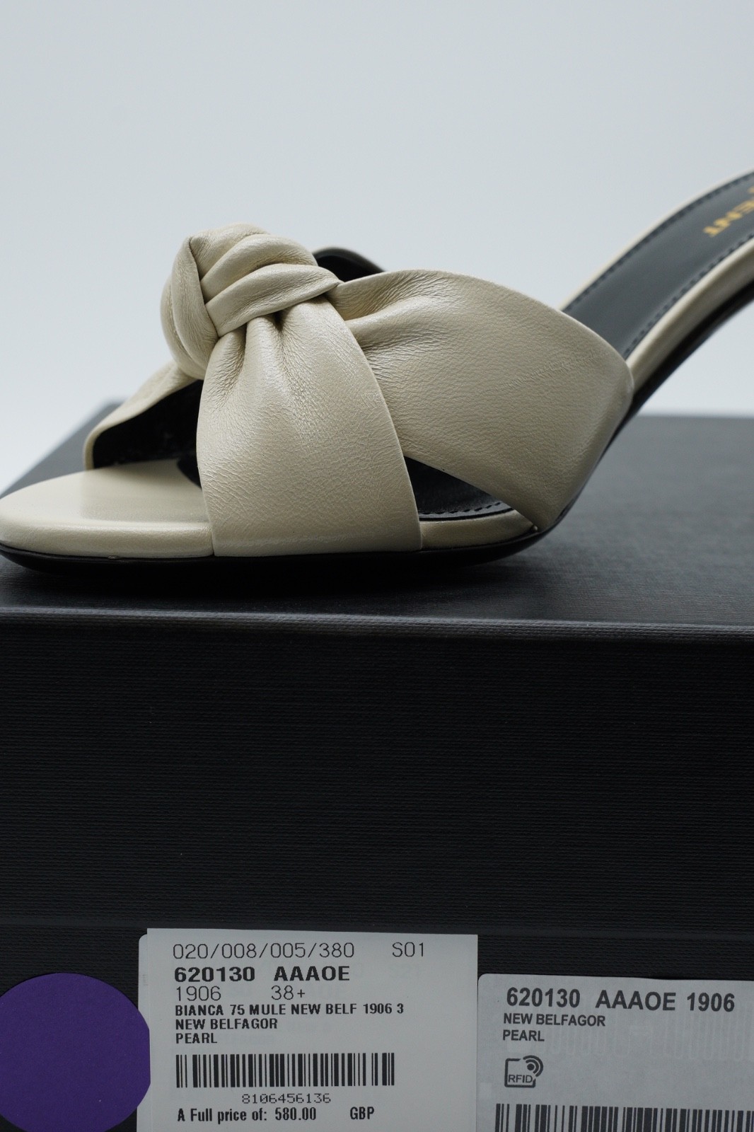 Saint Laurent YSL Biana Heels White Open Toe Leather UK 5.5 US 8.5 EU 38.5 1750G