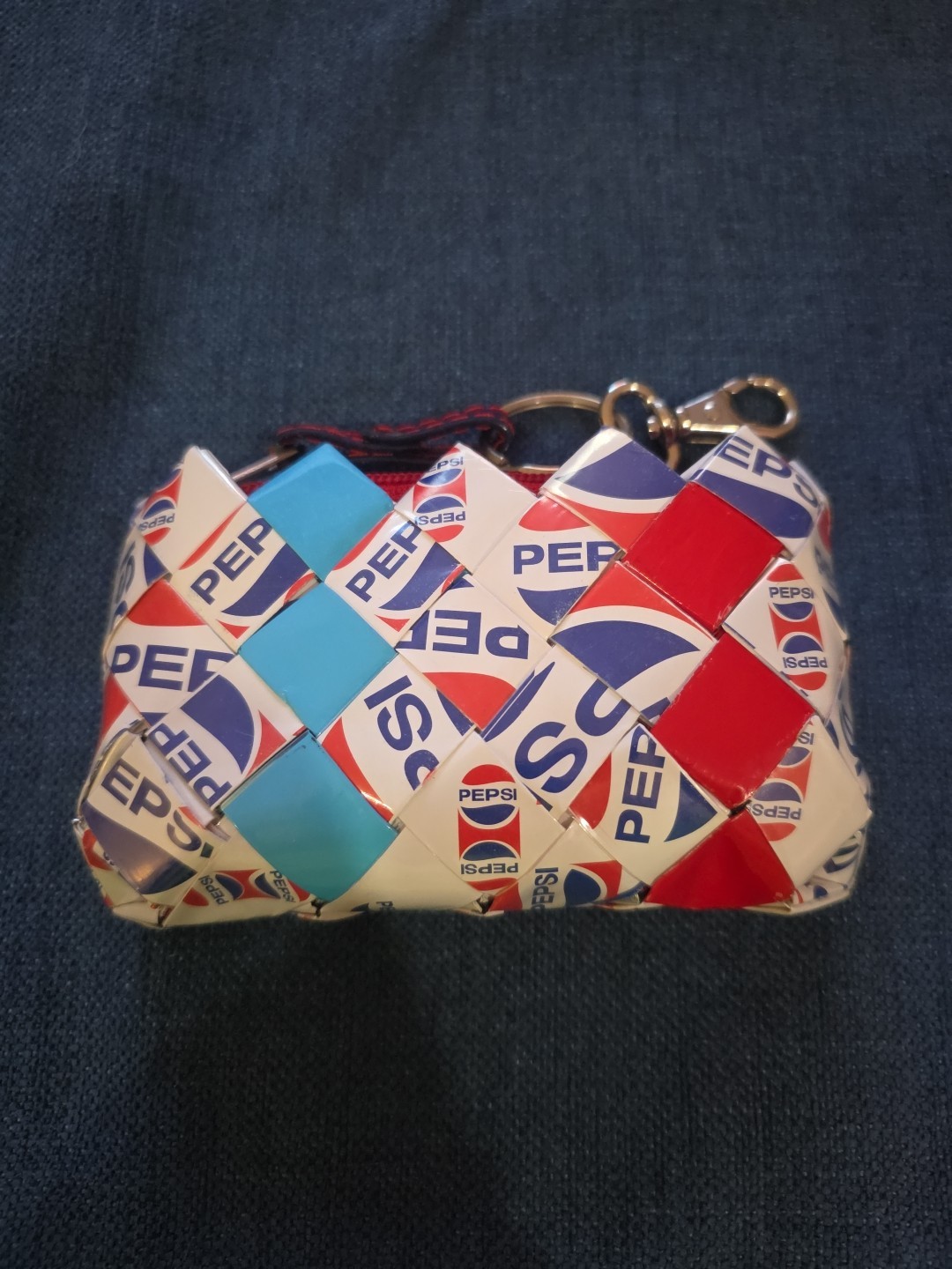 Pepsi Branded NAHUI OLLIN Candy Wrapper Coin Purse Red White Blue handmade Small