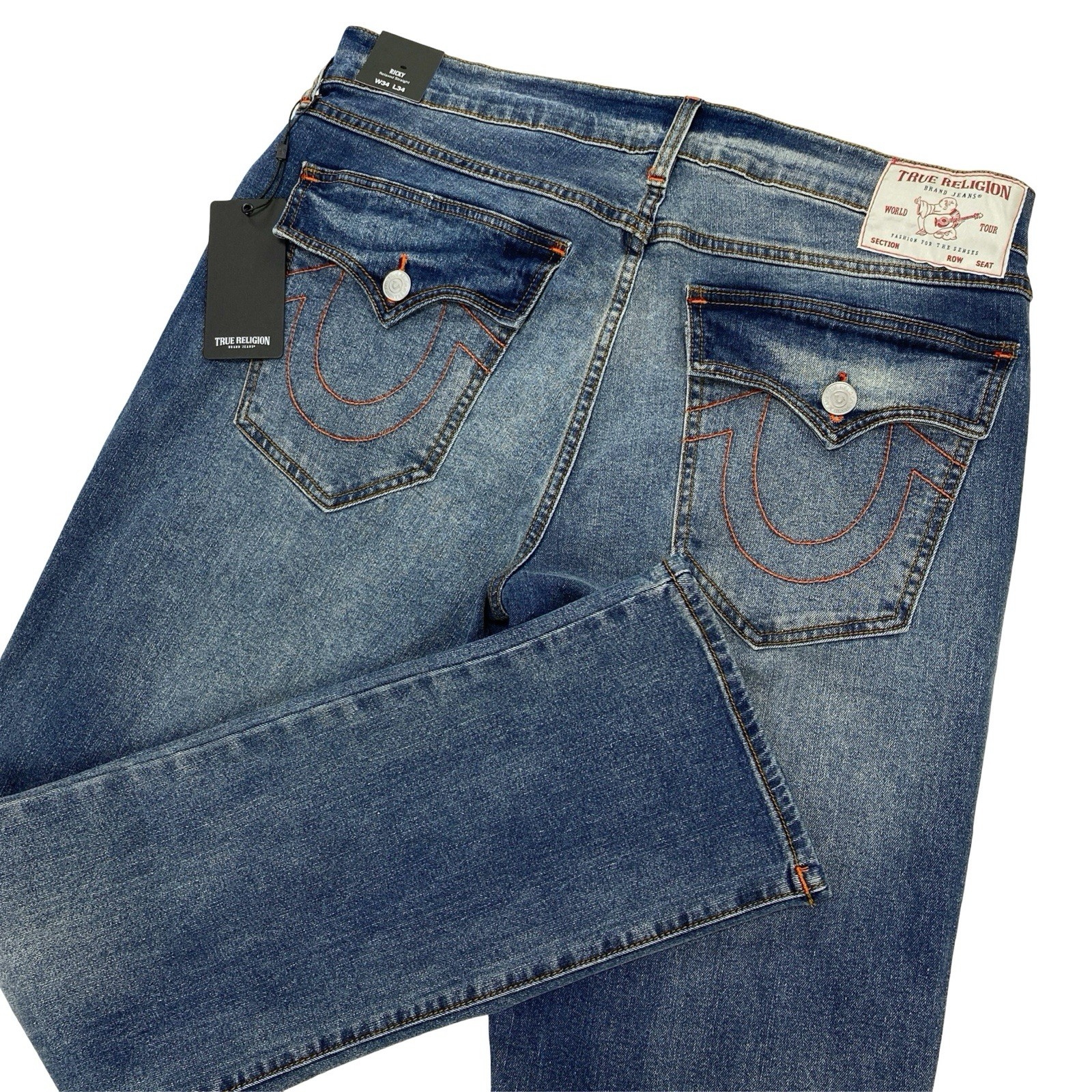 True Religion Ricky Relaxed Straight Flap Men’s Jeans Size 34 x 34 Stretch Fit