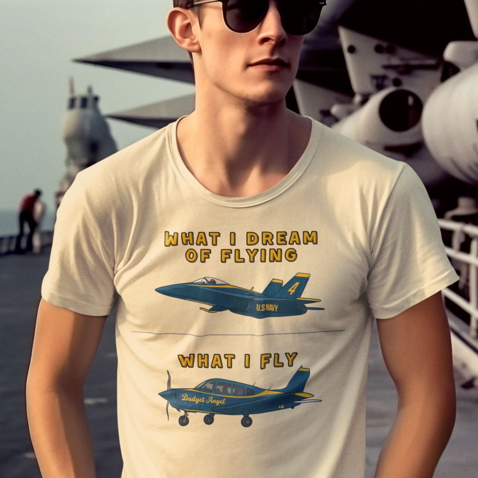 Budget Angel (Piper PA-28) Funny Aviation T-Shirt – The FlyGags Parody collectio