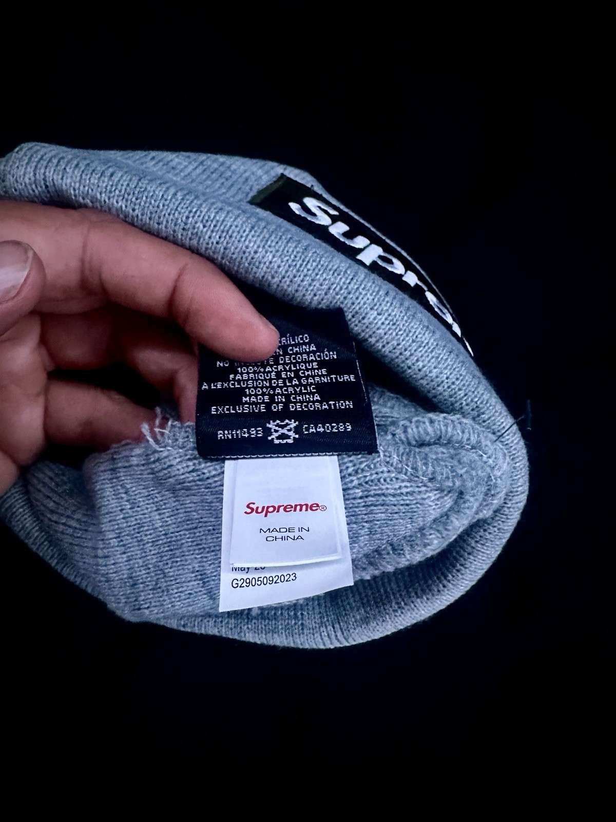 Supreme New Era Camo Box Logo Beanie – Heather Gray (FW23) New in Bag
