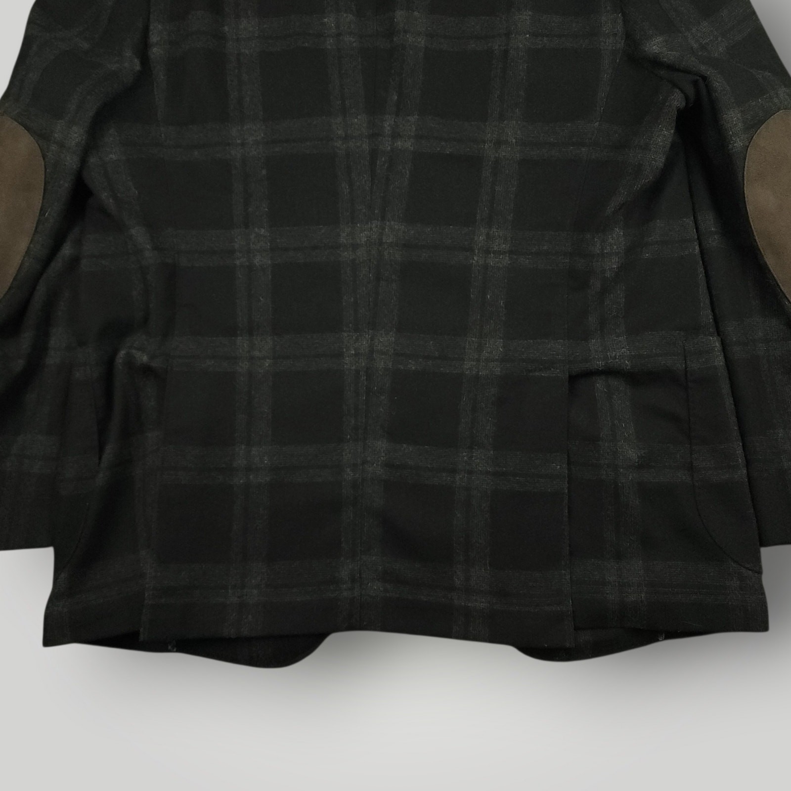 Kroon Sport Coat Mens 46R Flannel Wool Blend 3 Roll 2 Elbow Patch Pocket Plaid