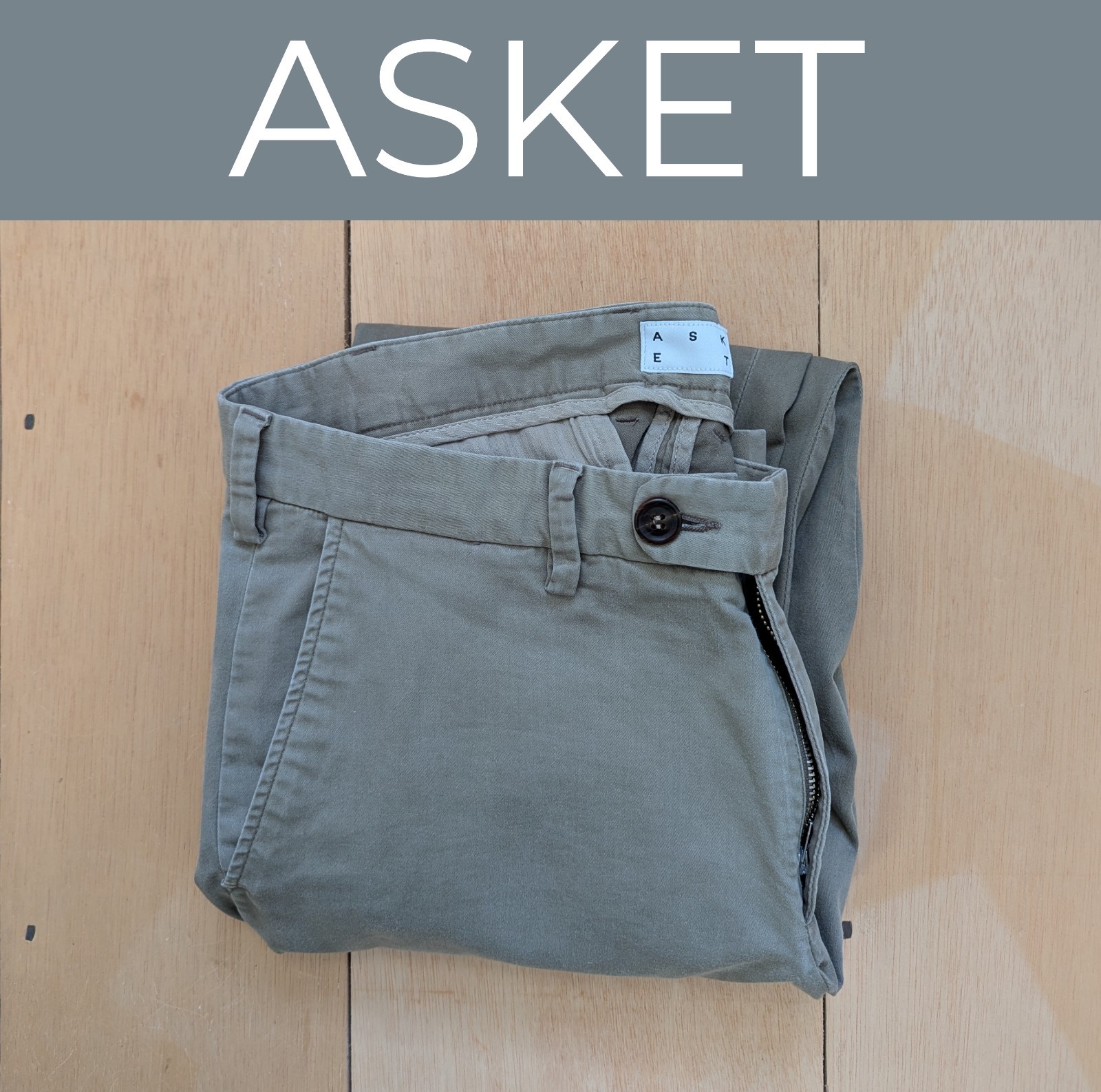 ASKET The Chino Pants Mens 31×28 Beige Regular Fit Stretch Made in Portugal