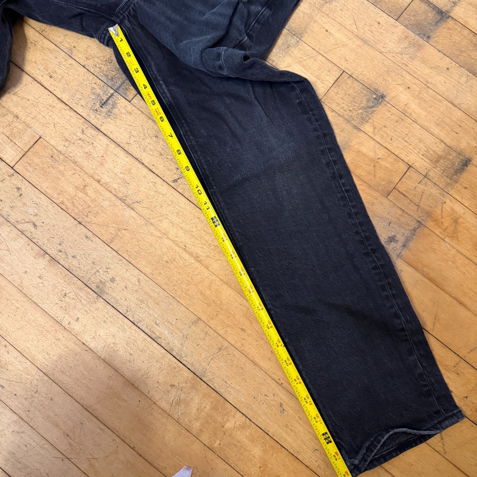American Eagle Jeans Sz 2 Black Womens Stovepipe Baggy Denim Stretch Fray Hem