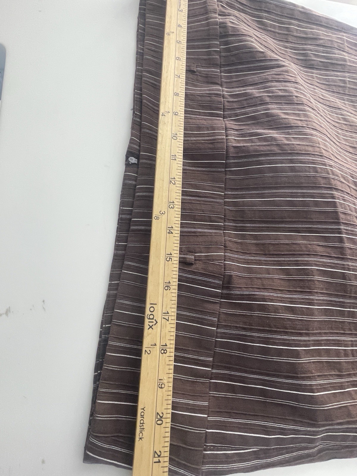 Sole Brown Pinstripe Midi Skirt womens 14 Career Office Stretch Side Slip Y2K